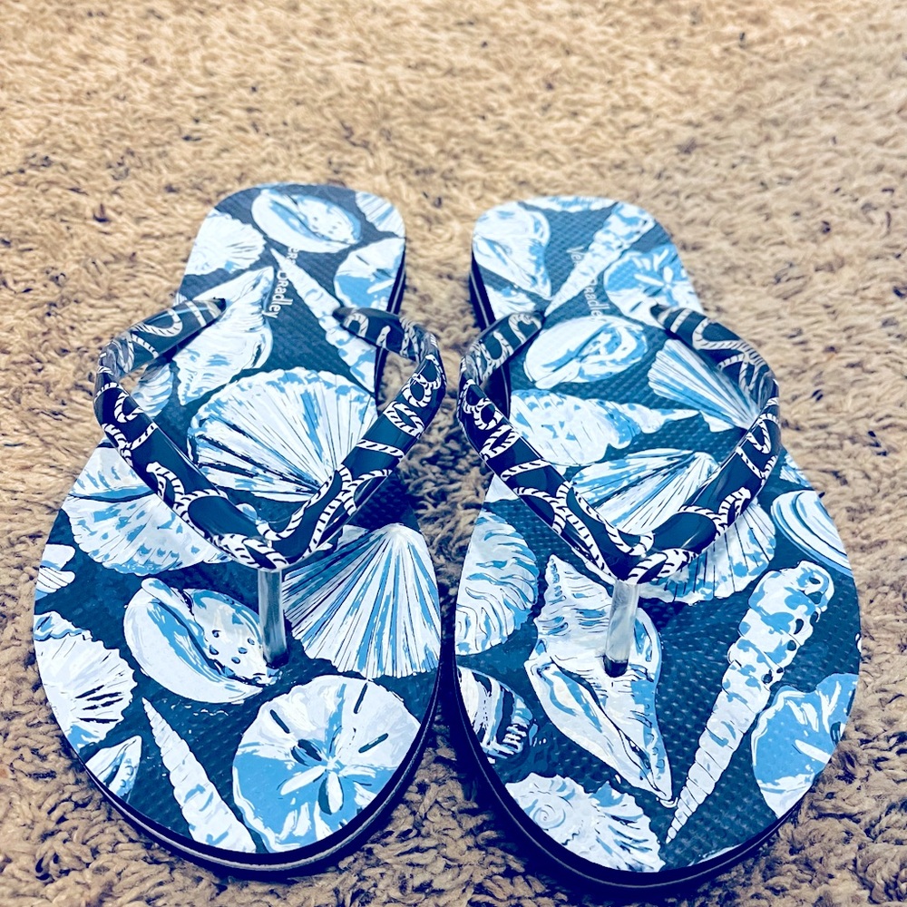 Vera Bradley Blue and White Flip Flops